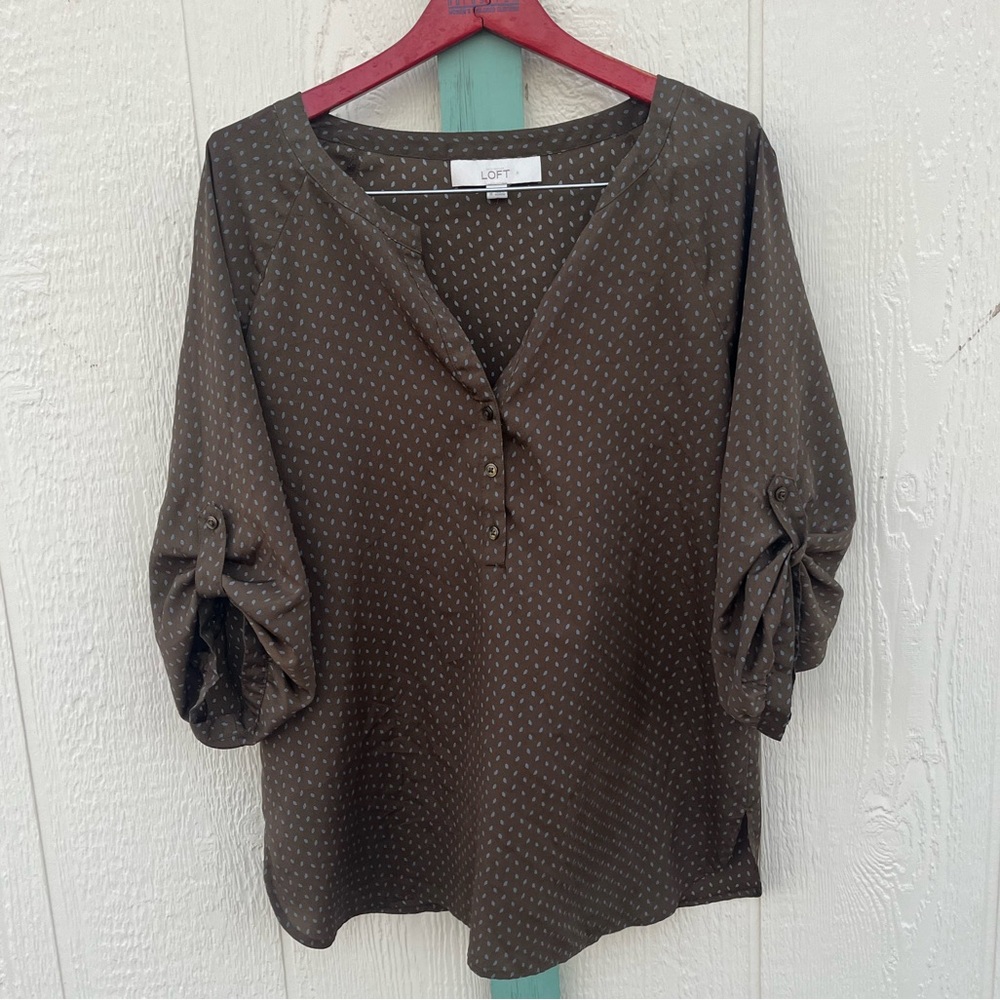 LOFT Speckled Blouse M 3/4 Sleeve Work Office Top